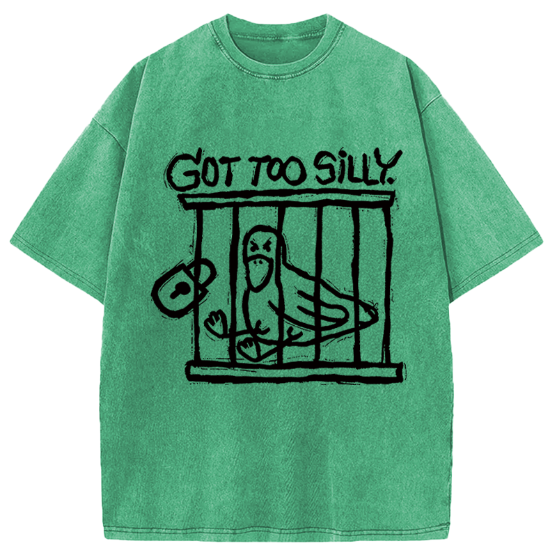 Modecanvas Lock Up A Stupid Goose Washed T-Shirt-modecanvas