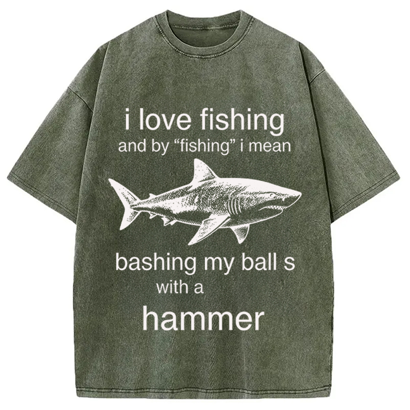 Modecanvas I Love Fishing DTG Printing Washed T-Shirt