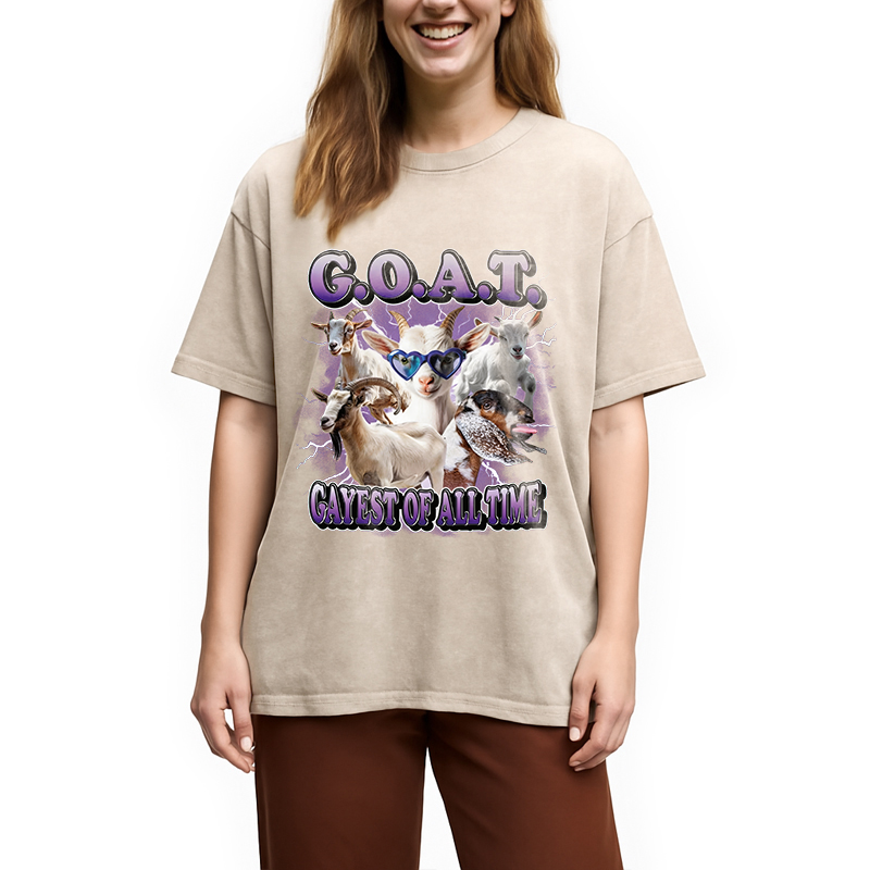 Modecanvas GOAT Gayest Of All Time DTG Printing Washed T-Shirt