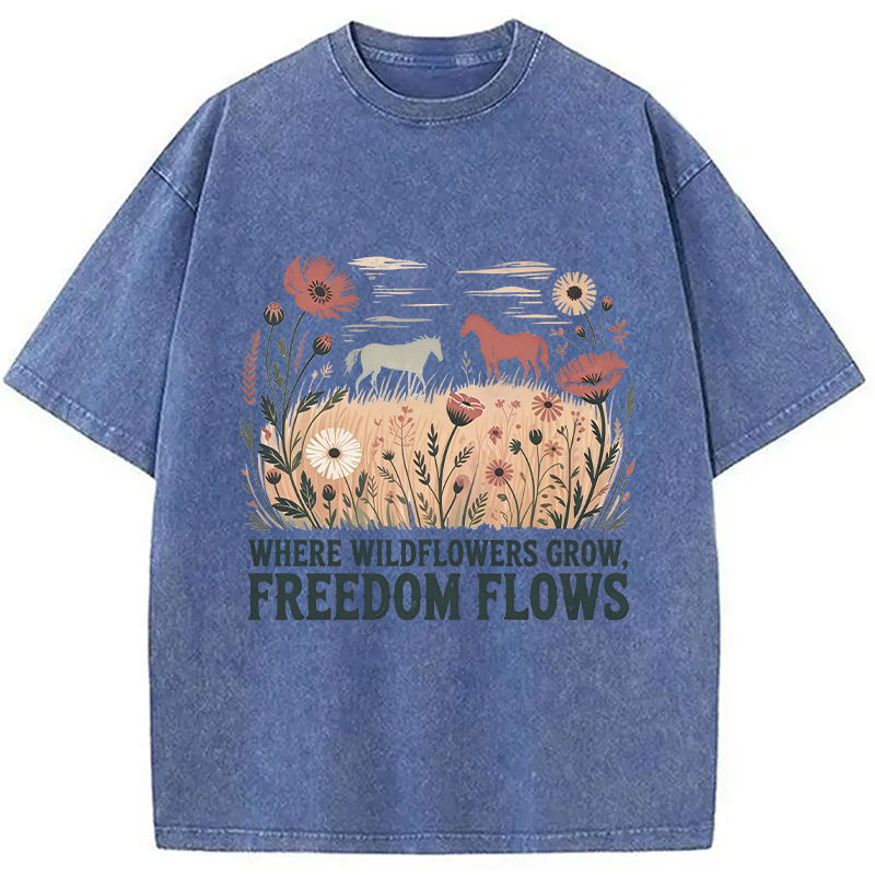 Modecanvas Wild-flowers DTG Printing Washed T-Shirt