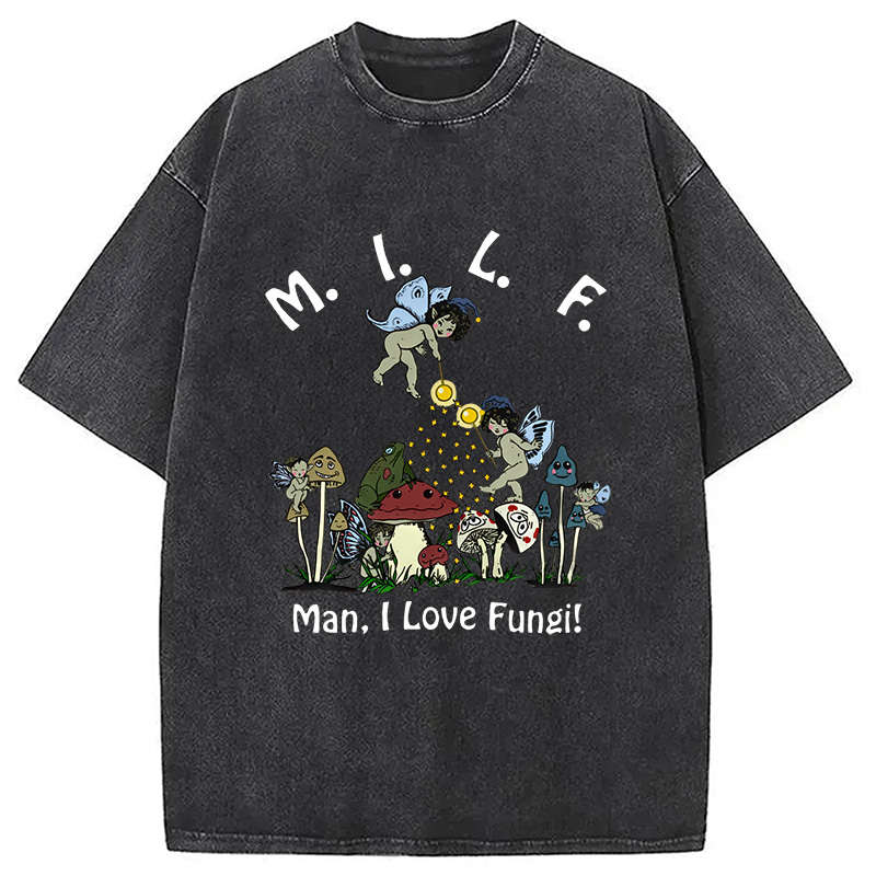 Modecanvas Man I Love Fungi Washed T-Shirt