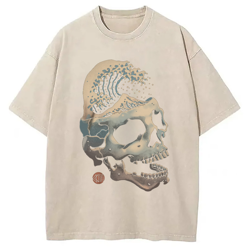 Modecanvas Skull Wave Washed T-Shirt