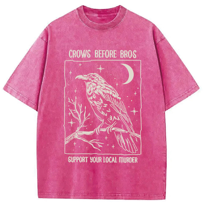 Modecanvas Funny Crows Before Bros Washed T-Shirt