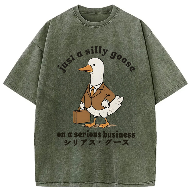 Modecanvas Silly Goose On A Serious Business Washed T-Shirt