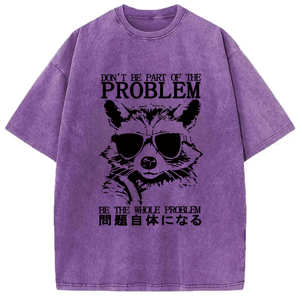 Modecanvas Be The Whole Problem Raccoon Washed T-Shirt-modecanvas