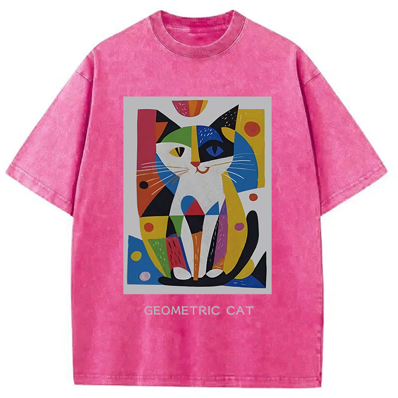 Modecanvas Vintage Picatso Cat Graffiti Washed T-Shirt