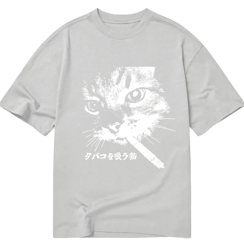 Modecanvas Retro Cat Smoking DTG Printing Classic T-Shirt-modecanvas