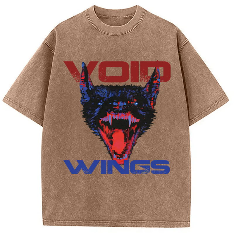 Modecanvas Gothic Vampire Bat DTG Printing Washed T-Shirt-modecanvas