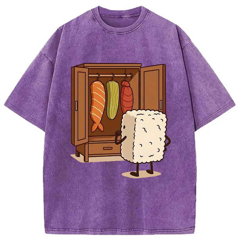 Modecanvas Sushi Pick Out Clothes Washed T-Shirt