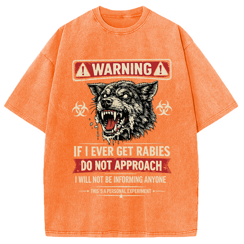Modecanvas Rabies Warning DTG Printing Washed T-Shirt