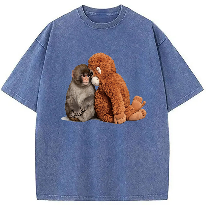 Modecanvas Plush Monkey DTG Printing Washed T-Shirt