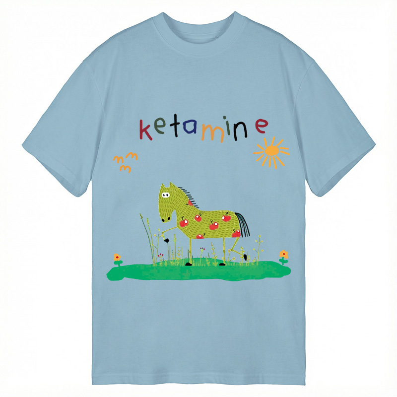 Modecanvas Funny Ketamine Horse DTG Printing Classic T-Shirt-modecanvas
