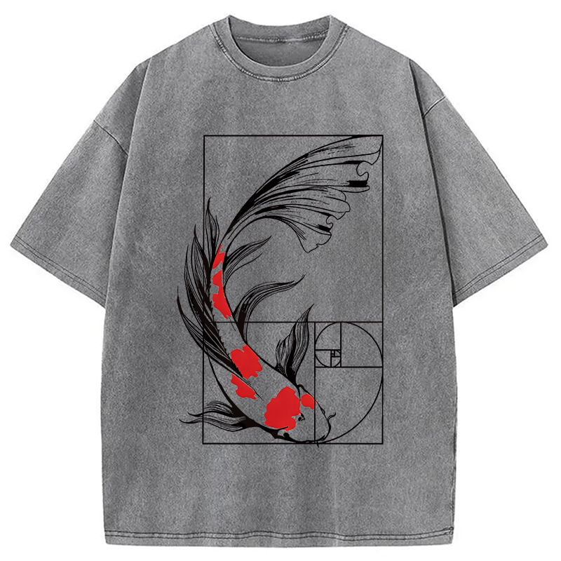 Modecanvas Golden Ratio Koi DTG Printing Washed T-Shirt