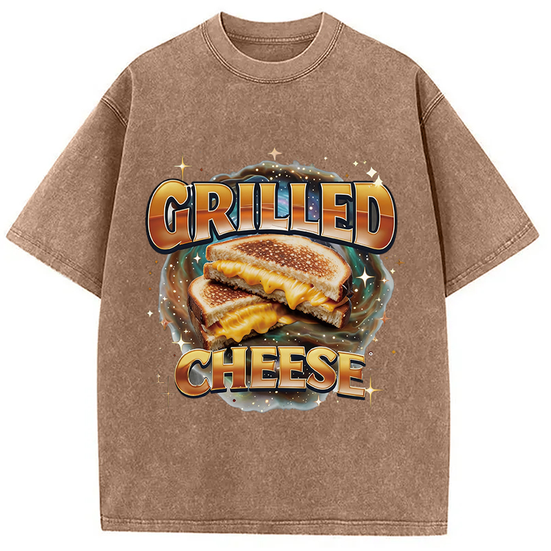 Modecanvas Grilled Cheese DTG Printing Washed T-Shirt