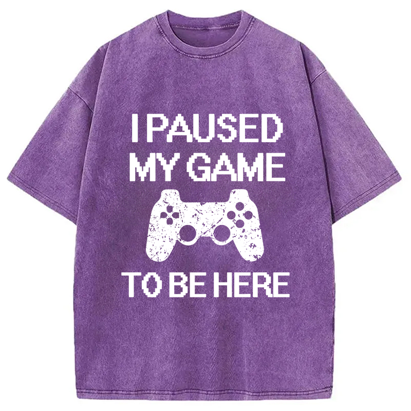 Modecanvas I Paused My Game To Be Here DTG Printing Washed T-Shirt