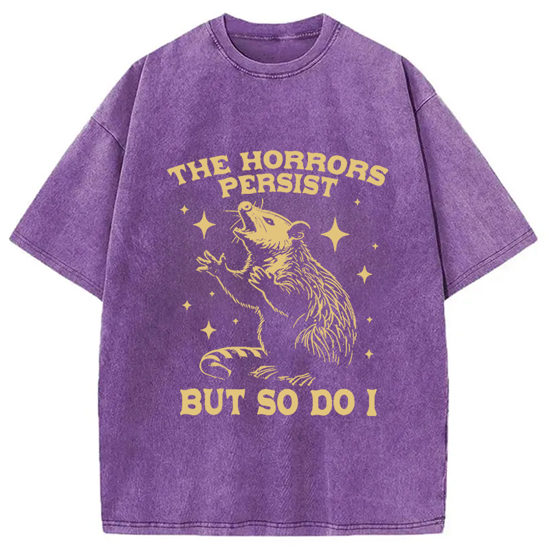 Modecanvas Funny Angry Opossum Possum Washed T-Shirt