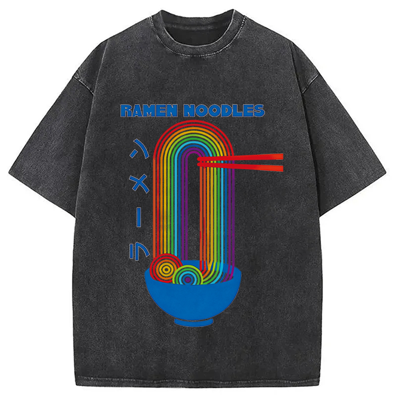 Modecanvas Ramen Rainbow DTG Printing Washed T-Shirt