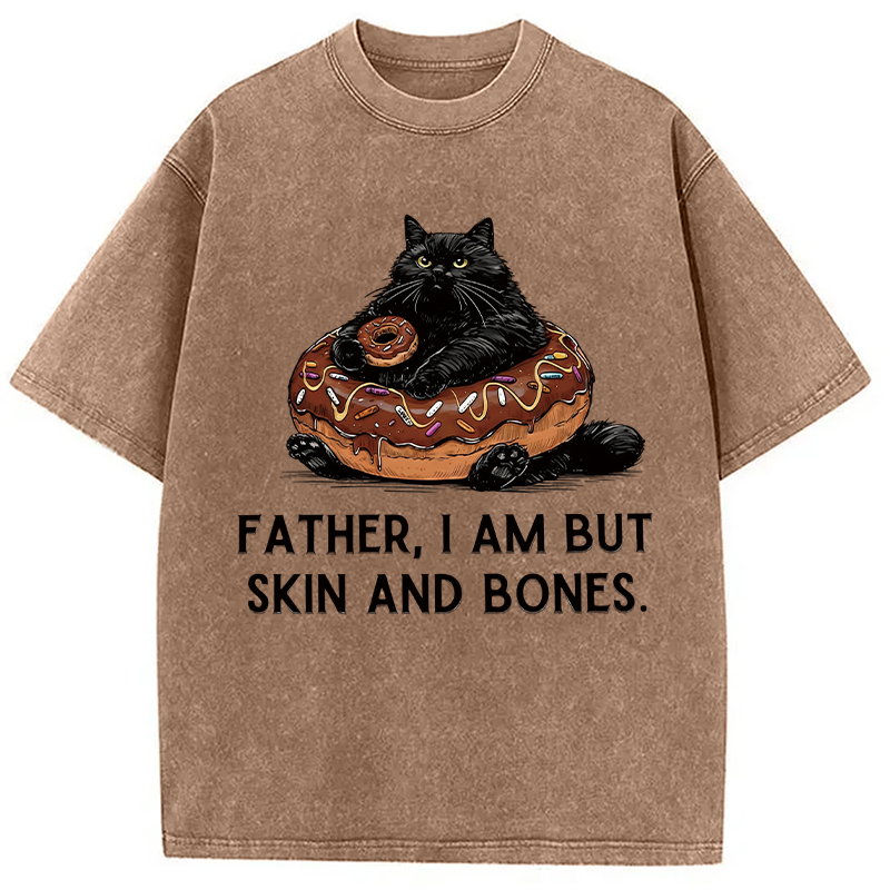 Modecanvas Fat Cat Is Begging Washed T-Shirt