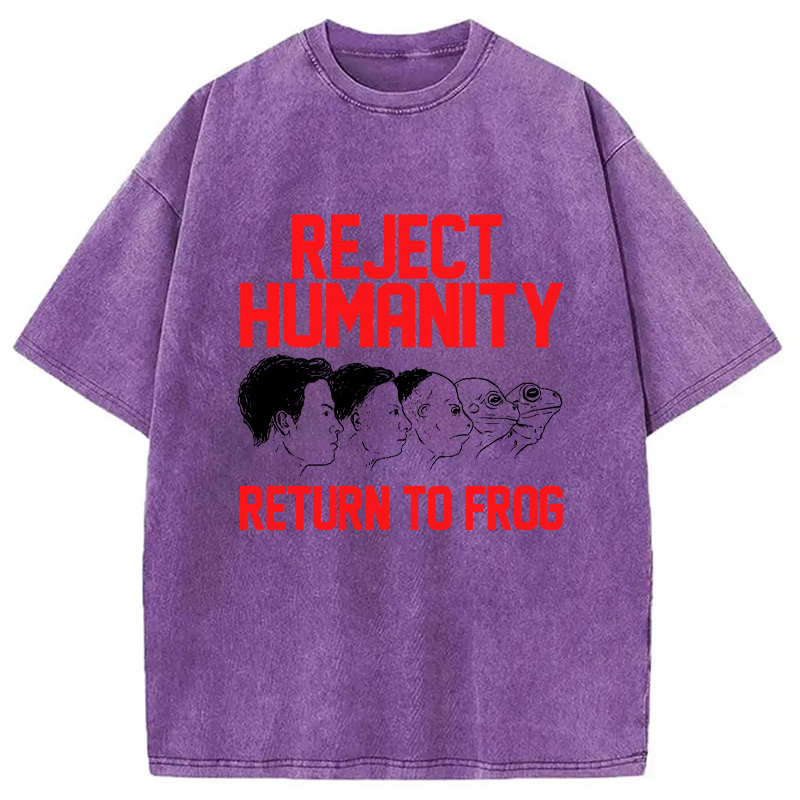 Modecanvas Funny Reject Humanity Return To Frog Japanese Washed T-Shirt