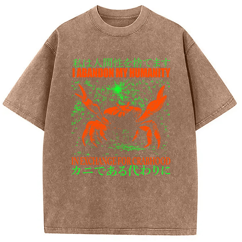 Modecanvas Vintage Japanese Crab Jokes Washed T-Shirt-modecanvas