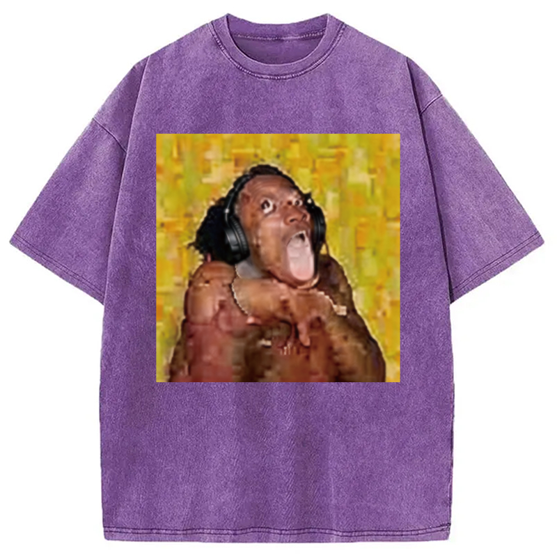 Modecanvas Funny Brainrot Reaction Meme DTG Printing Washed T-Shirt