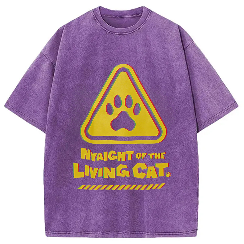 Modecanvas Cat Warning DTG Printing Washed T-Shirt