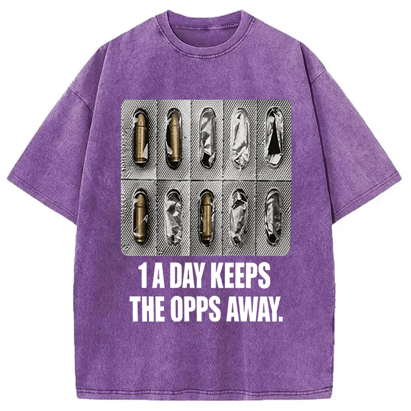 Modecanvas 1A Day Keeps The OPPs Away DTG Printing Washed T-Shirt