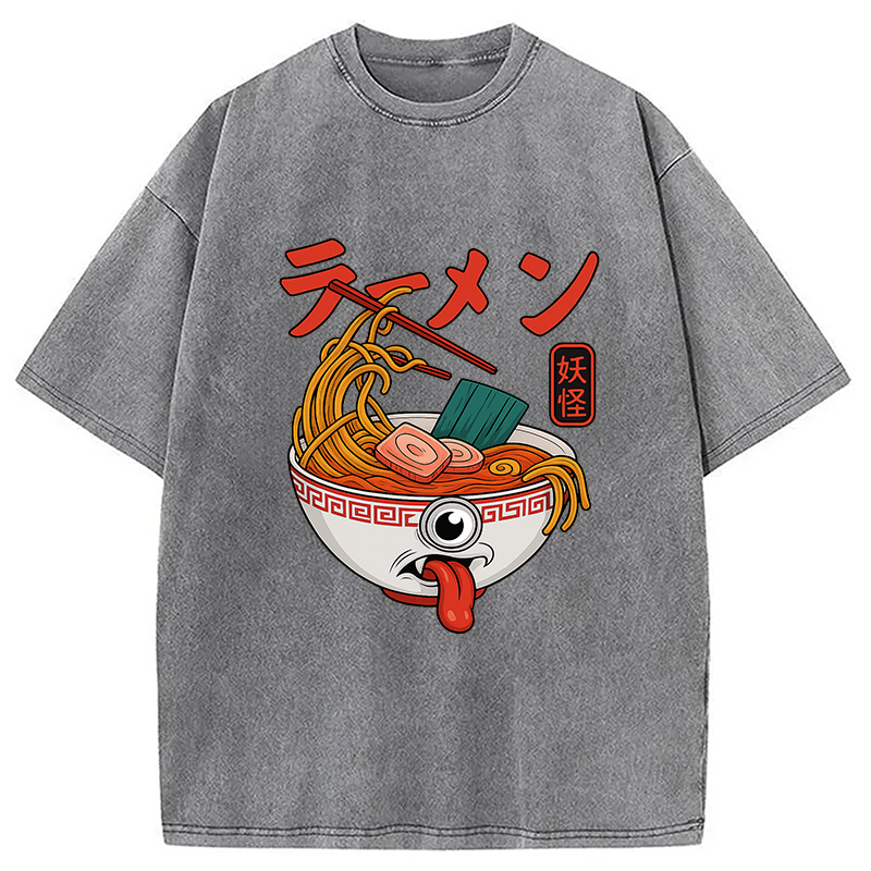 Modecanvas Yokai Ramen Japanese Washed T-Shirt