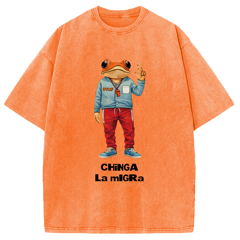 Modecanvas Out Frog Meme DTG Printing Washed T-Shirt