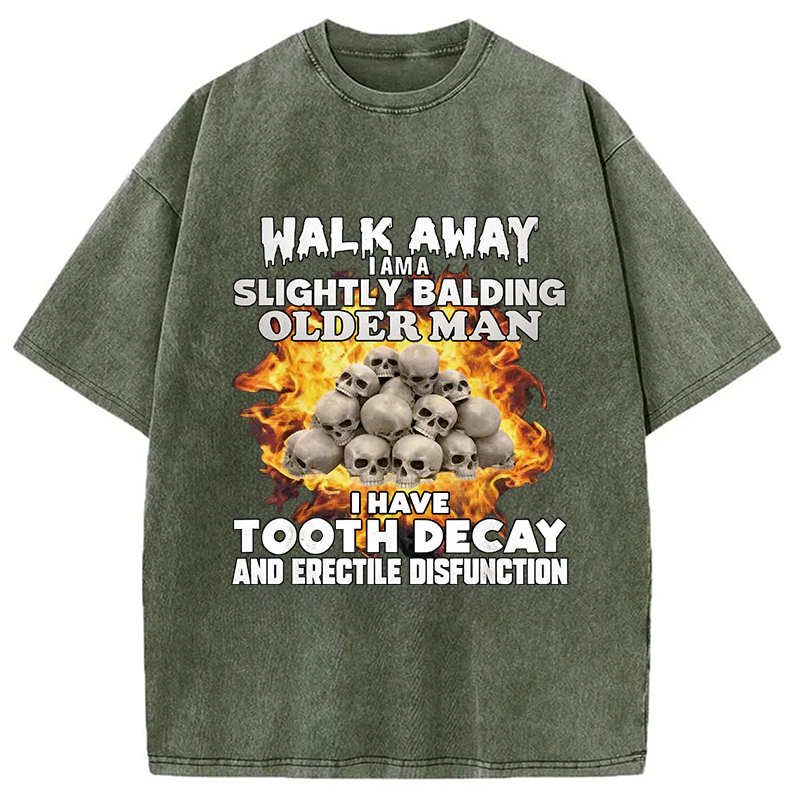 Modecanvas Walk Away Funny Skeleton Meme DTG Printing Washed T-Shirt-modecanvas