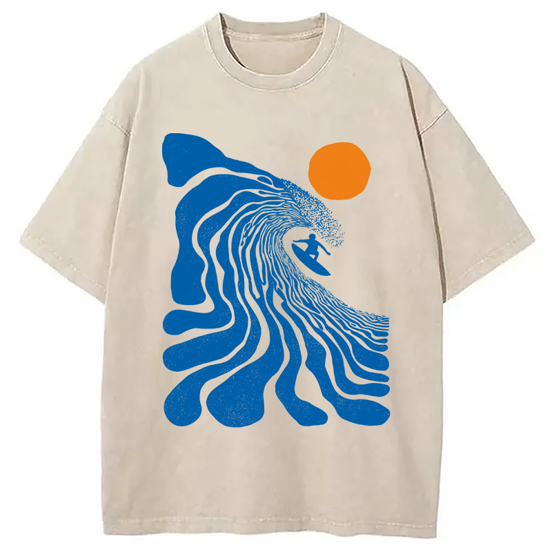 Modecanvas Surfing Time DTG Printing Washed T-Shirt