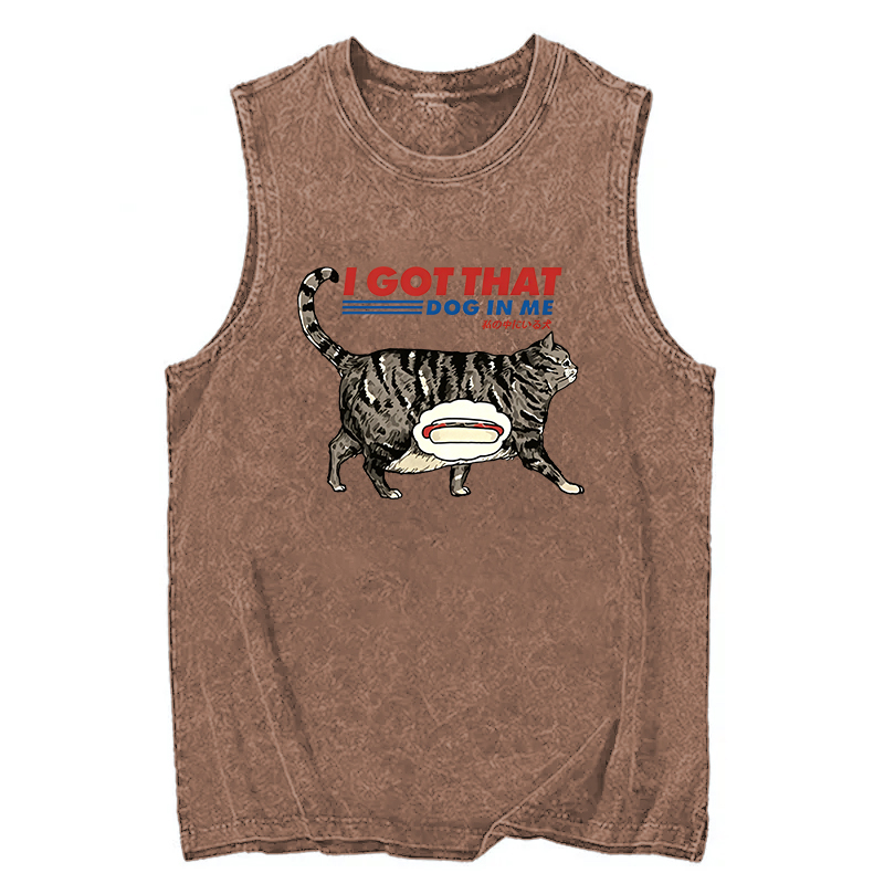 Modecanvas I Got That Dog In Me Japan DTG Printing Washed Tank-modecanvas