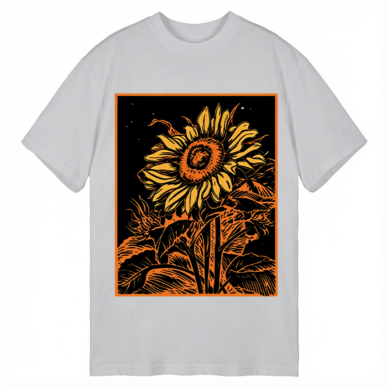 Modecanvas Vintage Woodcut Bloom DTG Printing Classic T-Shirt-modecanvas