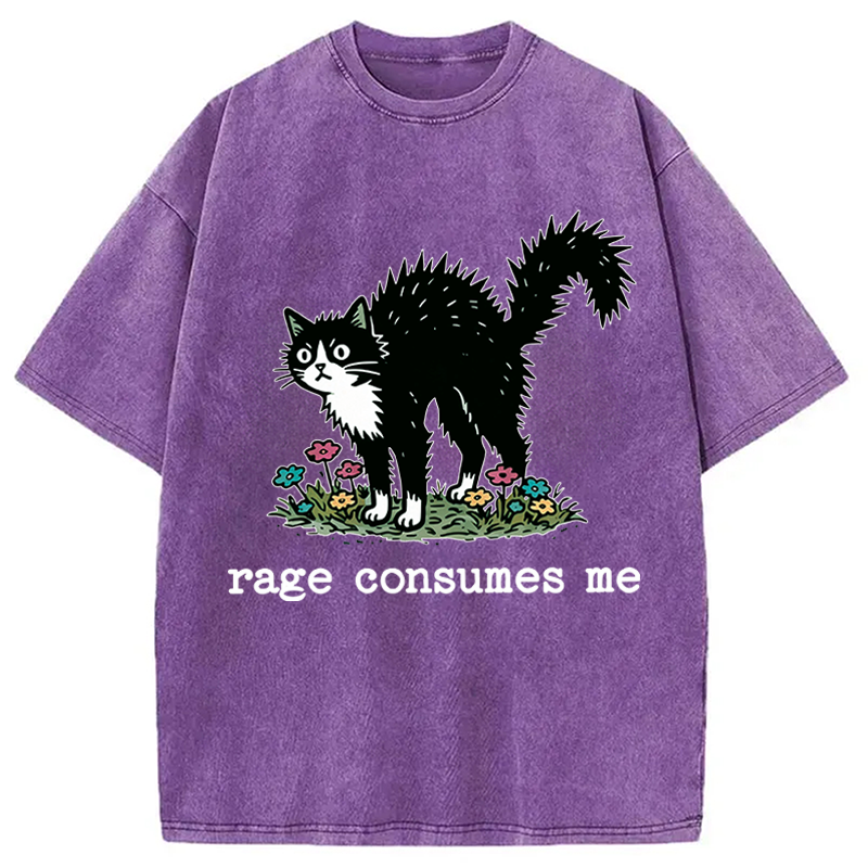 Modecanvas Angry Tuxedo Cat DTG Printing Washed T-Shirt