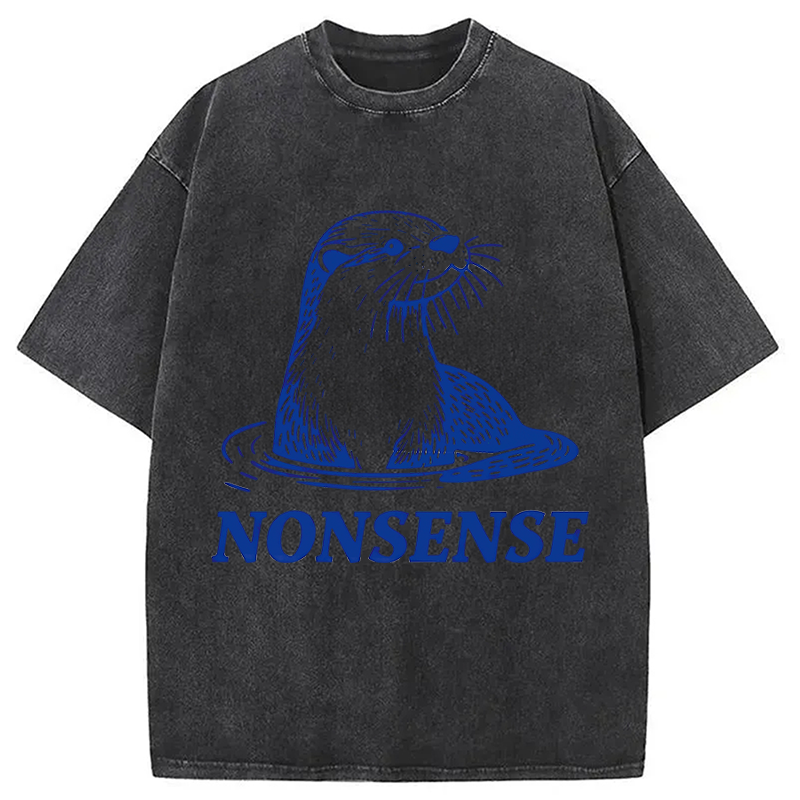 Modecanvas Funny Sea Otters Meme DTG Printing Washed T-Shirt