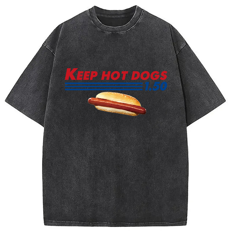 Modecanvas Funny Costco Hotdog DTG Printing Washed T-Shirt