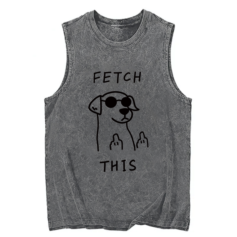 Modecanvas Rebellious Dog DTG Printing Washed Tank-modecanvas
