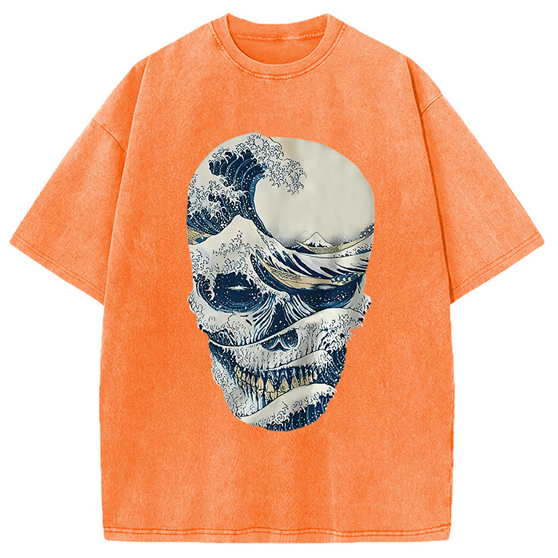 Modecanvas The Great Wave Off Skull Washed T-Shirt