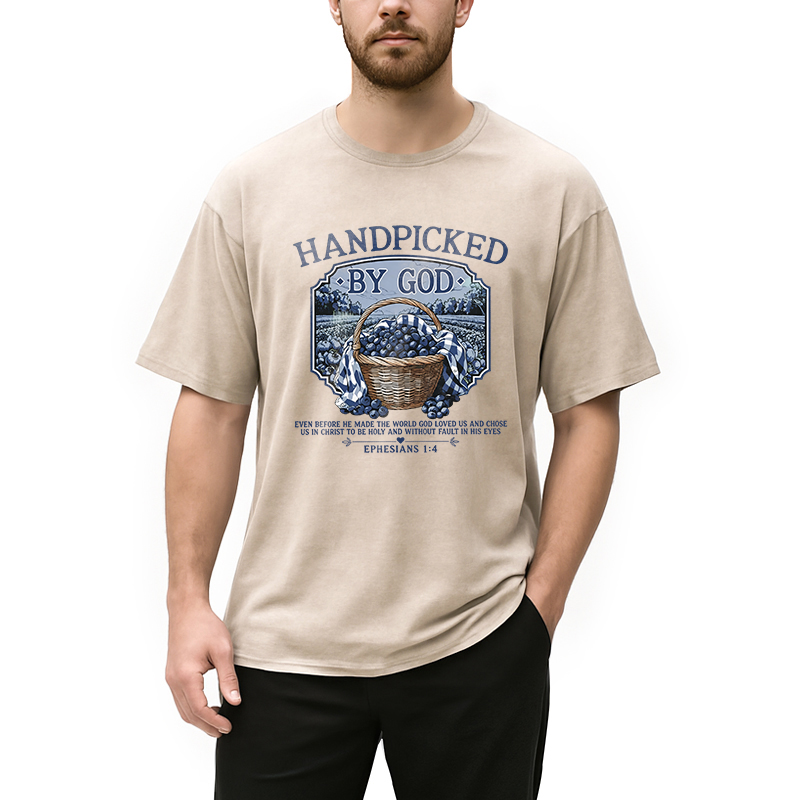 Modecanvas Hand Picked By God DTG Printing Washed T-Shirt