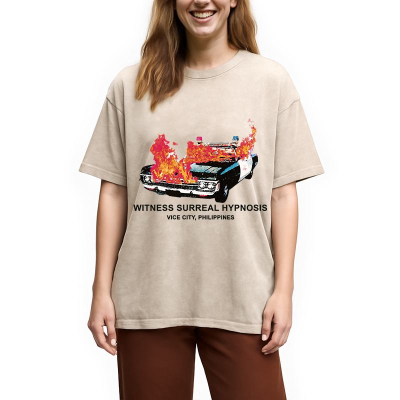 Modecanvas Witness Surreal Hypnosis DTG Printing Washed T-Shirt