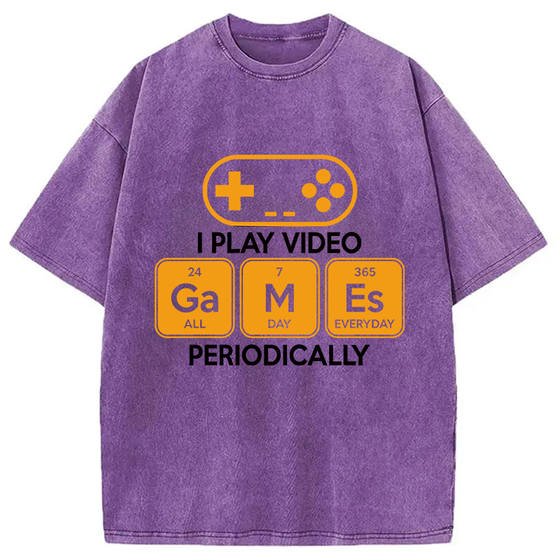 Modecanvas Play Video Games Periodically Funny Science Humor DTG Printing Washed T-Shirt