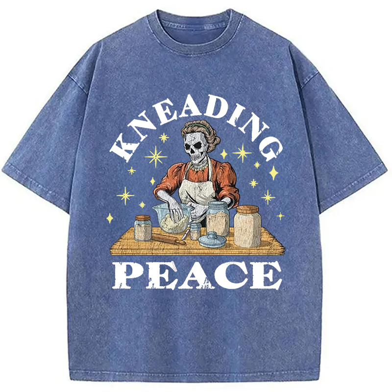 Modecanvas Kneading Peace DTG Printing Washed T-Shirt