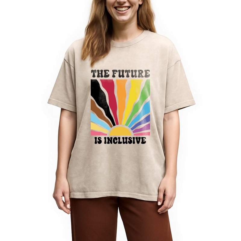 Modecanvas Pride Future Is Inclusive DTG Printing Washed T-Shirt