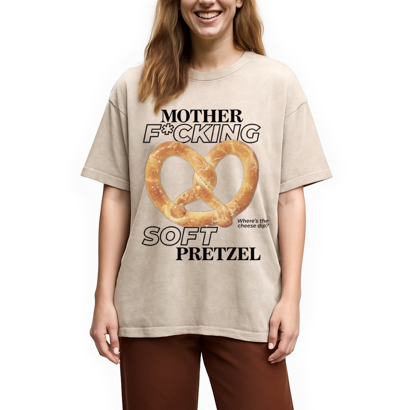 Modecanvas Mother F*cking Soft Pretzel DTG Printing Washed T-Shirt