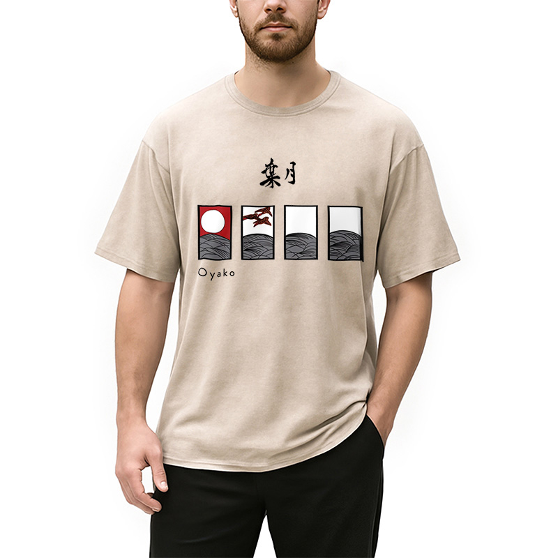 Modecanvas Hanafuda August Suite Japanese Washed T-Shirt