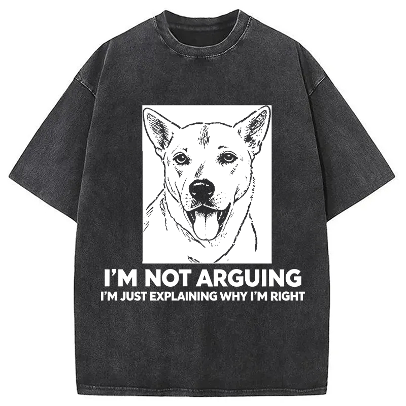 Modecanvas Stubborn Dog Defending His Point DTG Printing Washed T-Shirt