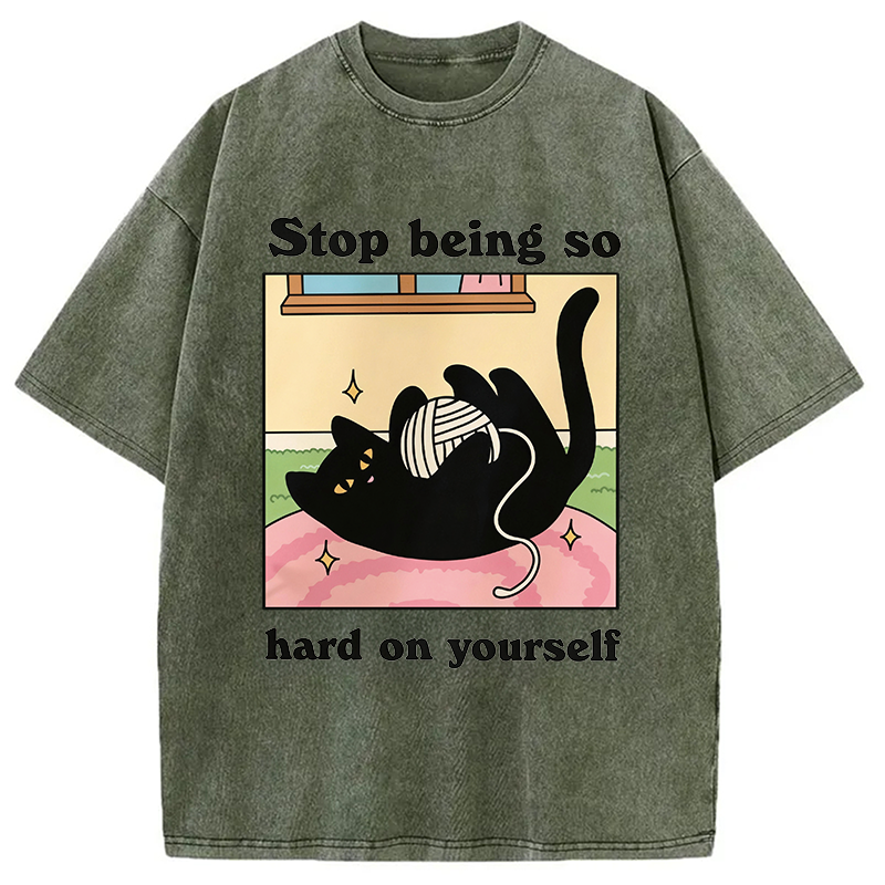 Modecanvas Hard On Yourself DTG Printing Washed T-Shirt