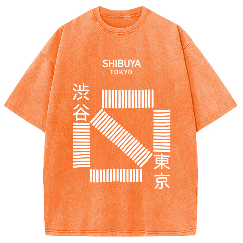 Modecanvas Japanese Shibuya Crossing Washed T-Shirt