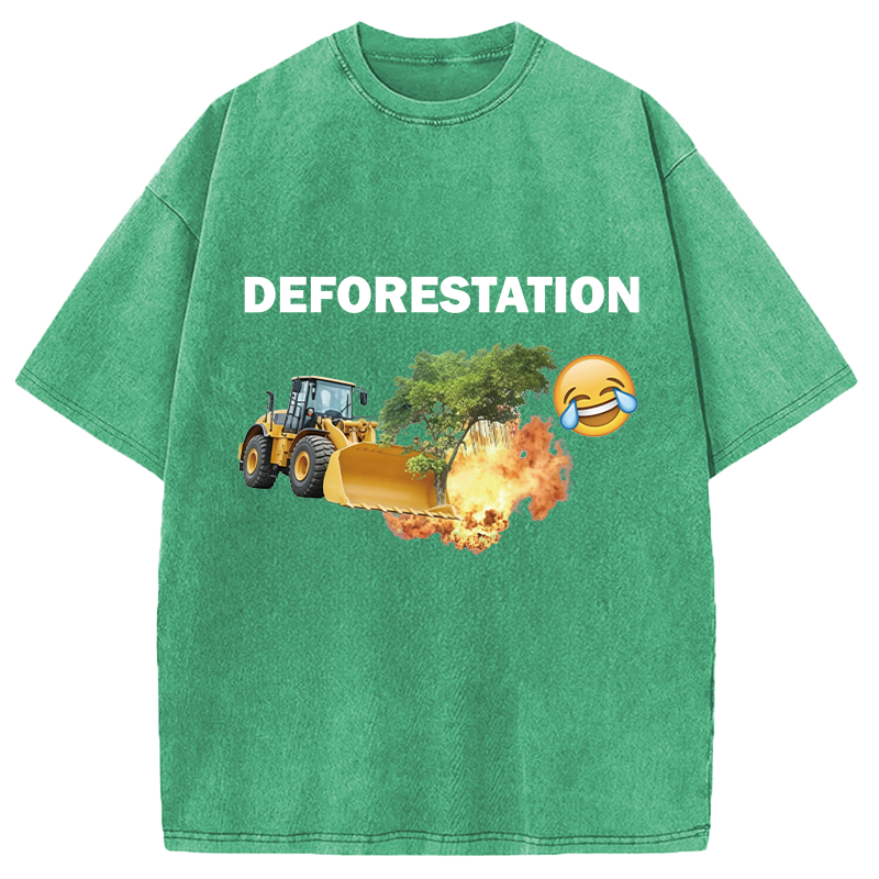 Modecanvas Deforestation DTG Printing Washed T-Shirt
