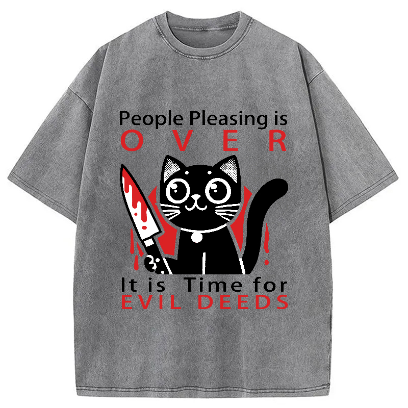 Modecanvas Mischievous Kitten Washed T-Shirt